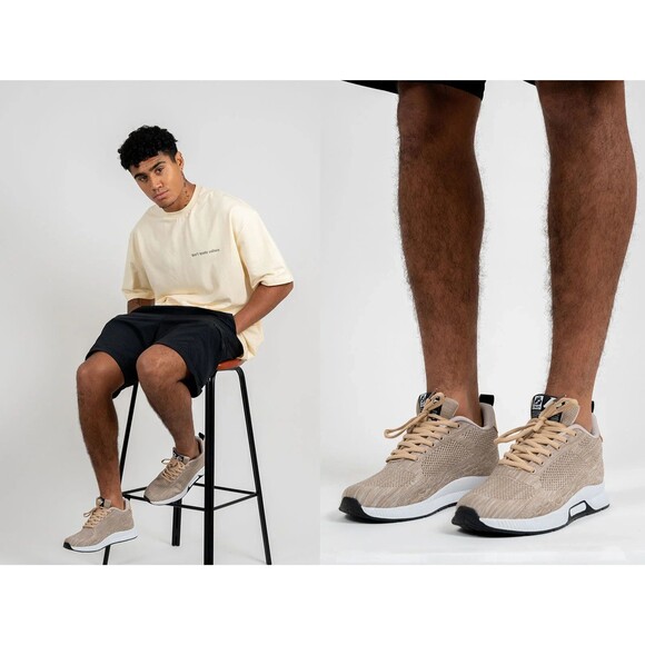 Conzuri Height Boost Sneakers Men’s 8.5 – Beige Knit – New With Box - Picture 8 of 8